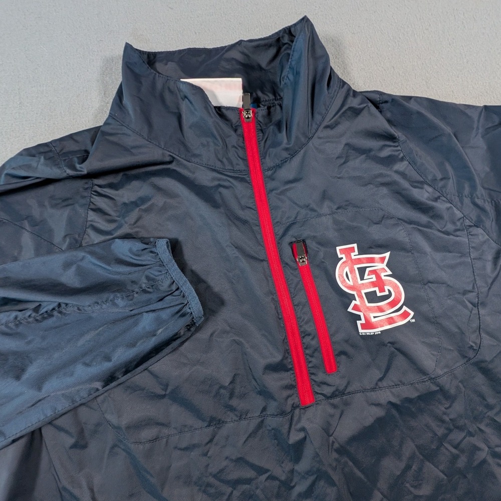 St. Louis Cardinals MLB Windbreaker Jacket Mens XL Navy Blue Quarter Zip